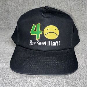 Vintage KC 40 How Sweet It Isn't Hat Cap Snap Back One Size‎ Black Mens 80s 90s
